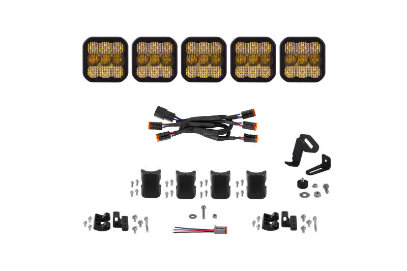 Diode Dynamics SS5 Pro Universal CrossLink 5-Pod Lightbar - Yellow Combo