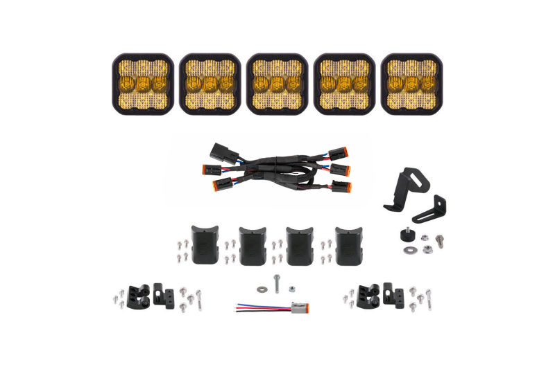 Diode Dynamics SS5 Sport Universal CrossLink 5-Pod Lightbar - Yellow Combo