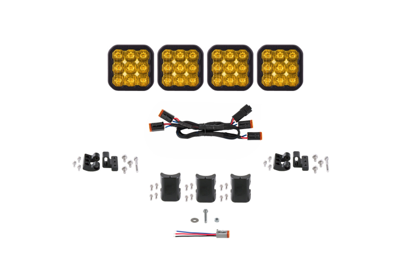 Diode Dynamics SS5 Pro Universal CrossLink 4-Pod Lightbar - Yellow Driving