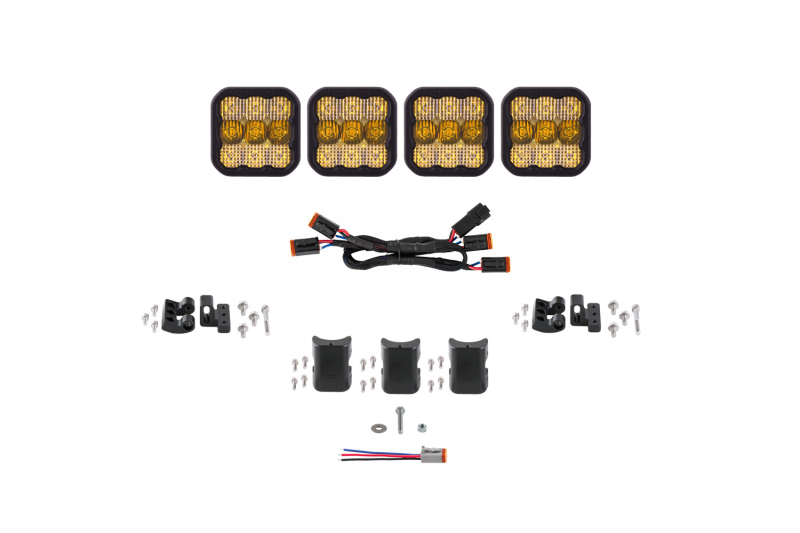 Diode Dynamics SS5 Pro Universal CrossLink 4-Pod Lightbar - Yellow Combo