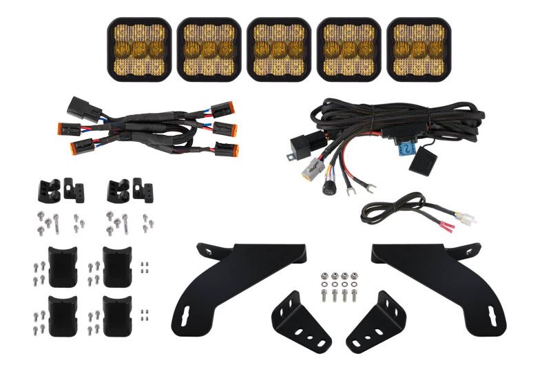 Diode Dynamics 21-22 Ford F-150 SS5 Grille CrossLink Lightbar Kit- Yellow Pro Combo