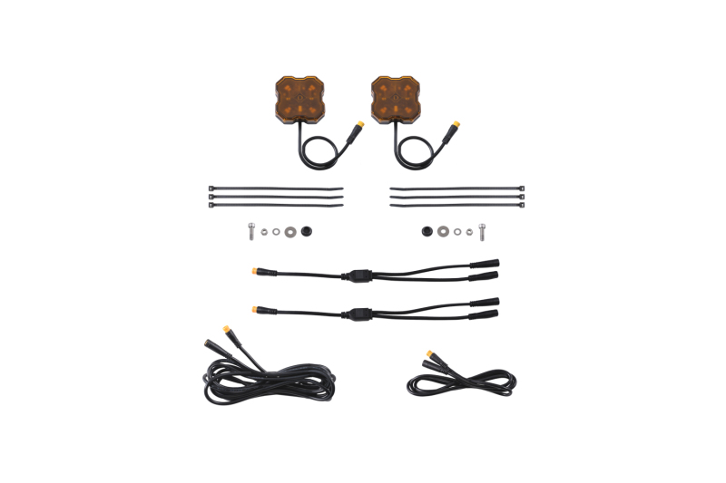Diode Dynamics Stage Series Single Color LED Rock Light - Amber M8 (2-pack)