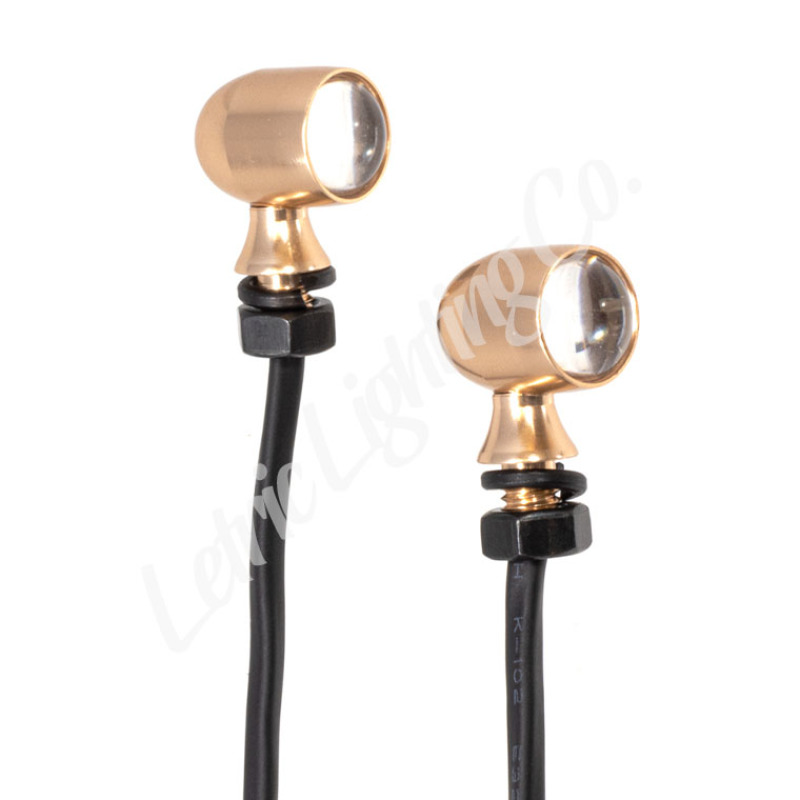Letric Lighting 12mm Mini White Running Amber Turn Signal LED - Gold Anodized