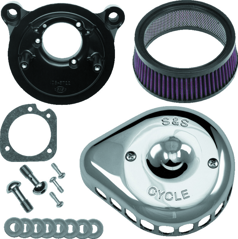 S&S Cycle 91-06 XL w/ Stock CV Carb Chrome Mini Teardrop Stealth Air Cleaner Kit