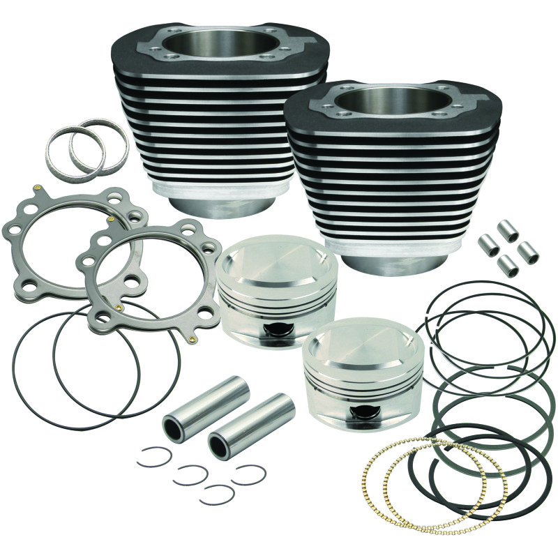 S&S Cycle 99-06 BT Replacement 3-7/8in Bore Cylinder & Piston Kit For S&S 95in Big Bore Kits- Wblack