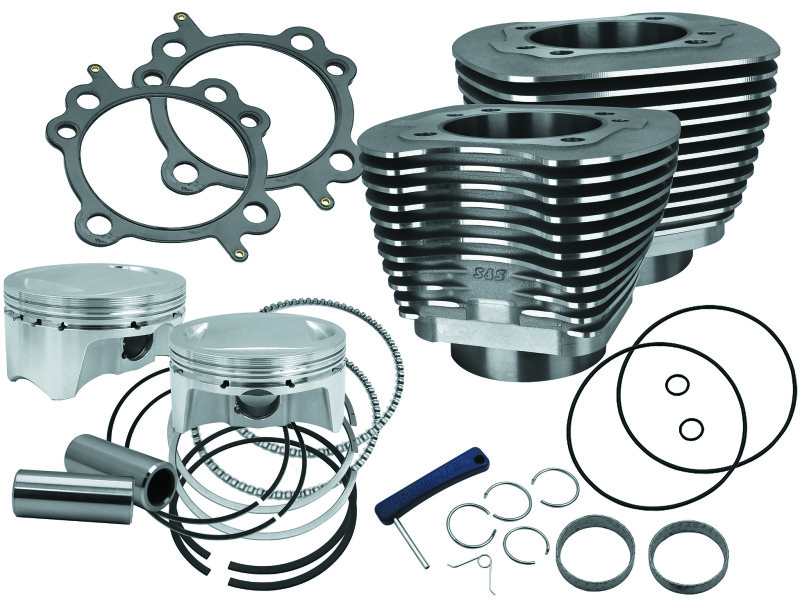 S&S Cycle 99-06 BT 4in Bore 4in Stroke Cylinder Kit - Wrinkle Black w/ Highlight