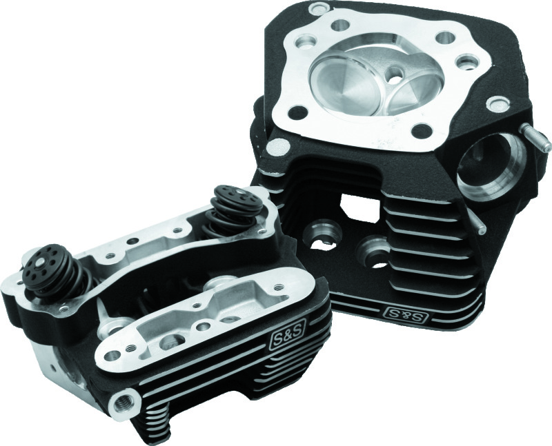 S&S Cycle 84-99 BT Super Stock Cylinder Head Kit For 3-1/2in and 3-5/8in Bore - Wrinkle Black
