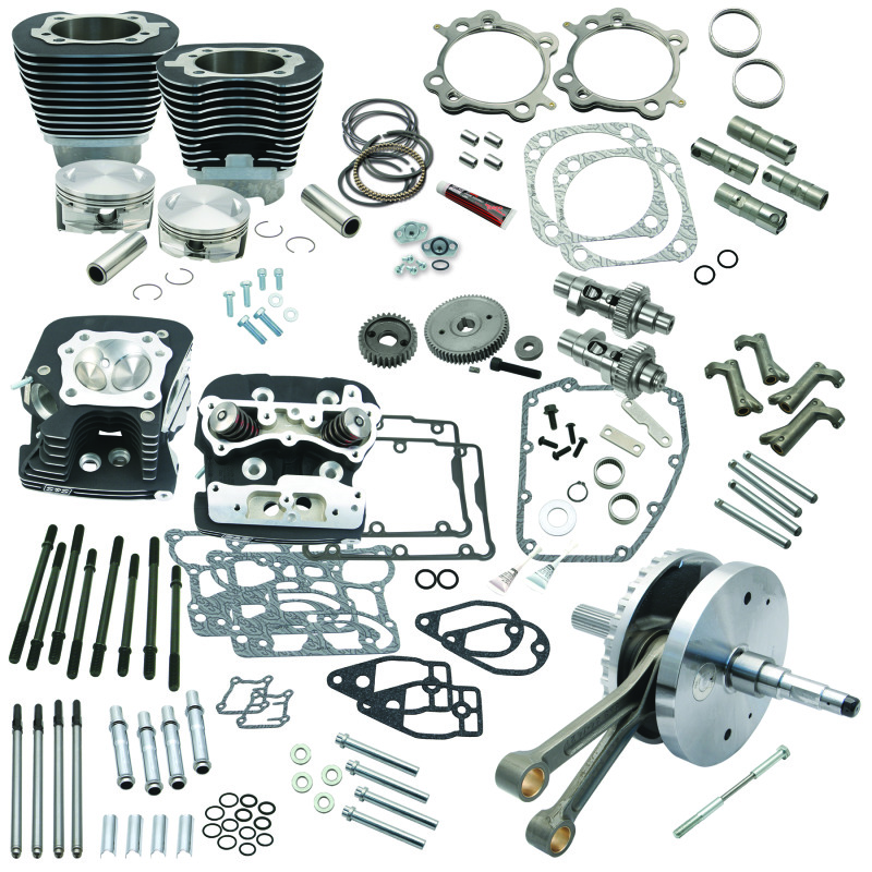 S&S Cycle 07-17 BT 124in Hot Set Up Kit - Wrinkle Black