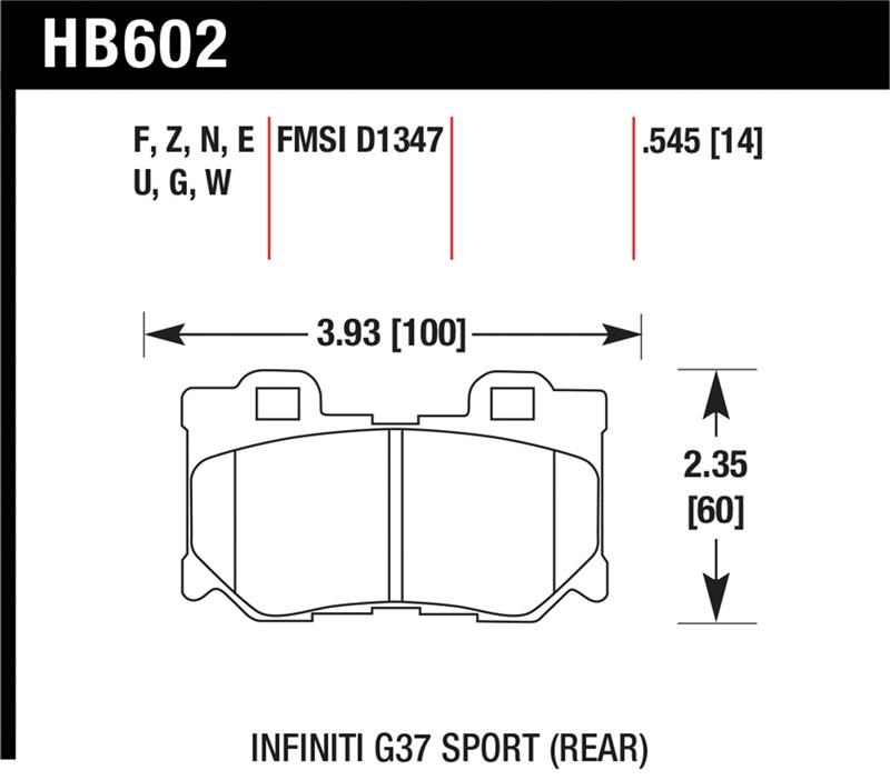Hawk Infiniti G37 Sport HPS Street Rear Brake Pads
