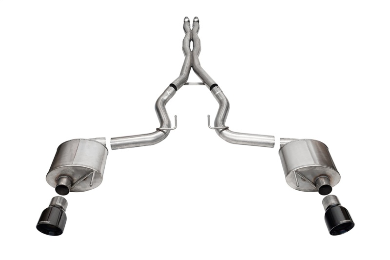 Corsa 24+ Ford MustangGT Sport Cat-Back Ex.Sys 3.0in Dual Rear Exit w/4.5in Blk PVD Pro Series Tips