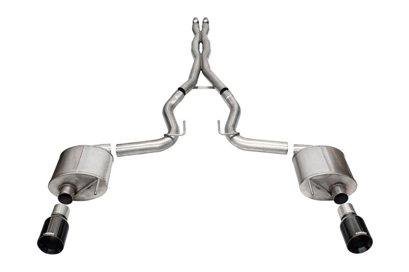 Corsa 24+ Frd Mustang GT- Sport Cat-Back Ex.Sys 3.0in Dual Rear Exit w/4.5in Blk PVD StraightCut Tip