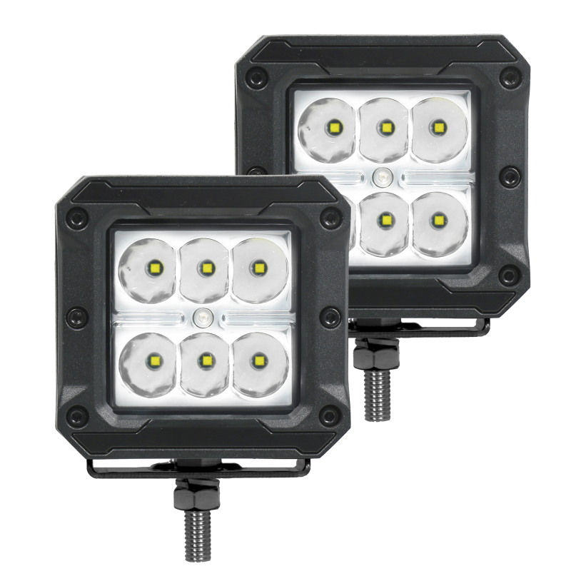 Go Rhino Xplor Bright Series Cube LED Spot Light Kit (Surface/Threaded Stud Mount) 3x3 - Blk (Pair)