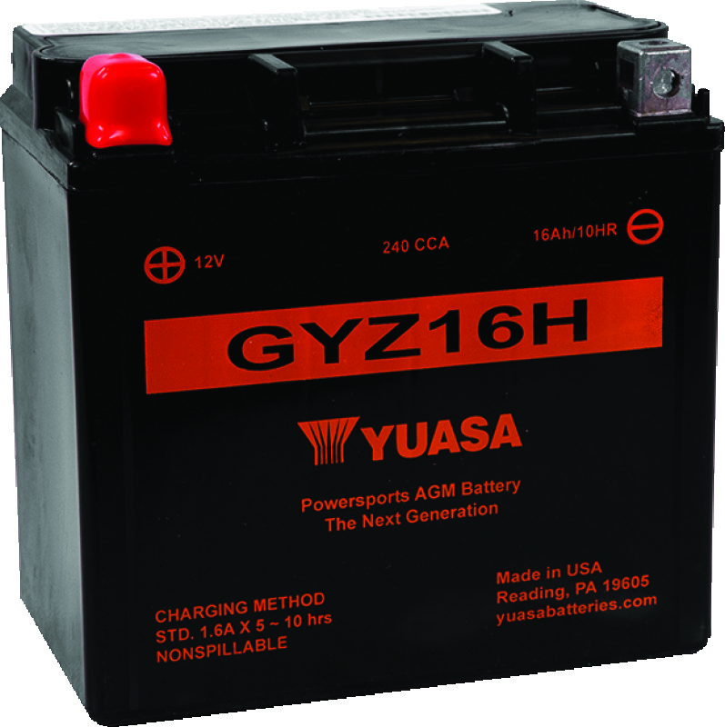 Yuasa GYZ16H High Performance Maintenance Free AGM 12-Volt Battery