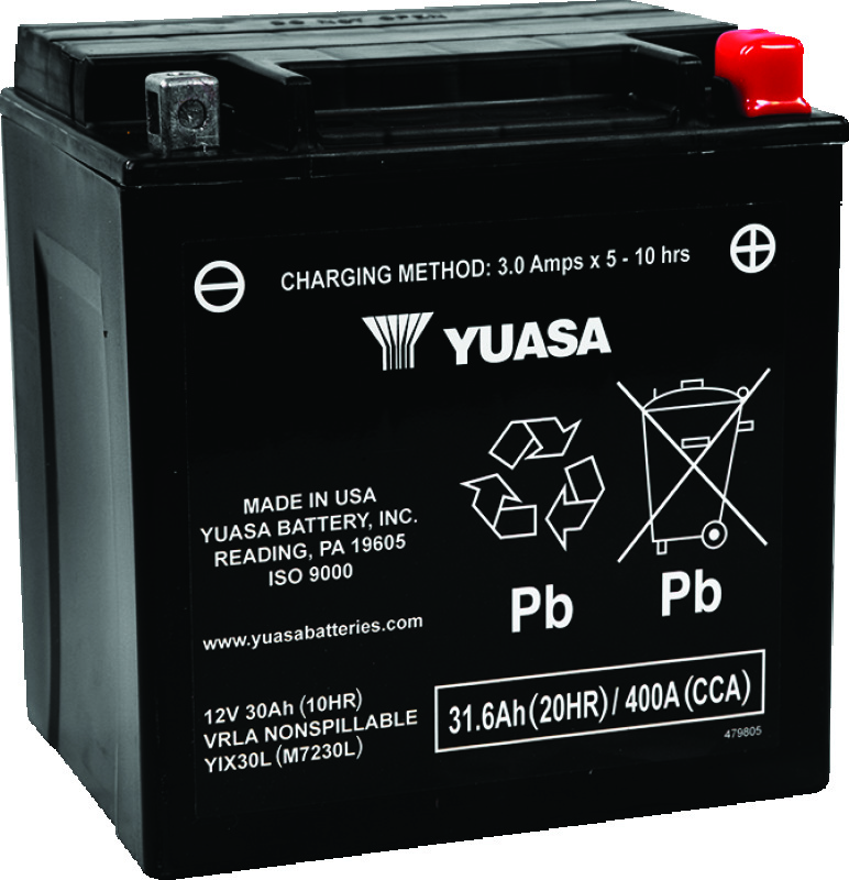 Yuasa YIX30L Maintenance Free AGM 12-Volt Battery