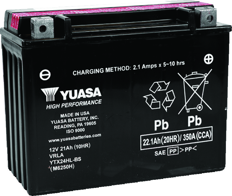 Yuasa YTX24HL-BS High Performance Maintenance Free AGM 12-Volt Battery w/Bottle