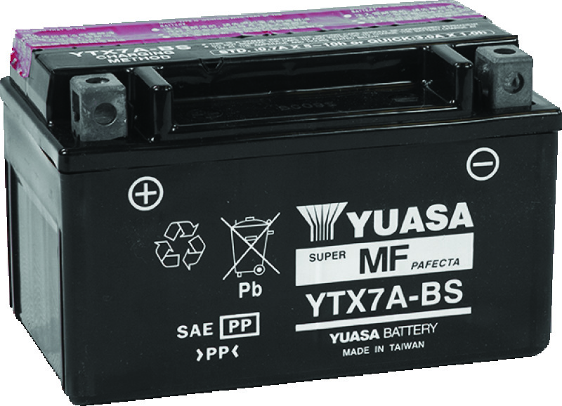 Yuasa YTX7A-BS Maintenance Free AGM 12-Volt Battery w/Bottle