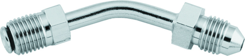 Twin Power Stainless Brake Fitting Male 3/8-24 Inverted Flare to AN-3 Male 45 Degree Adaptor Tube