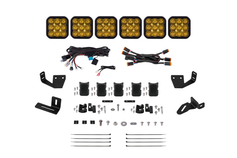 Diode Dynamics Prinsu/Sherpa Roof Racks- SS5 6-Pod CrossLink Mounting Kit - Pro Yellow Driving
