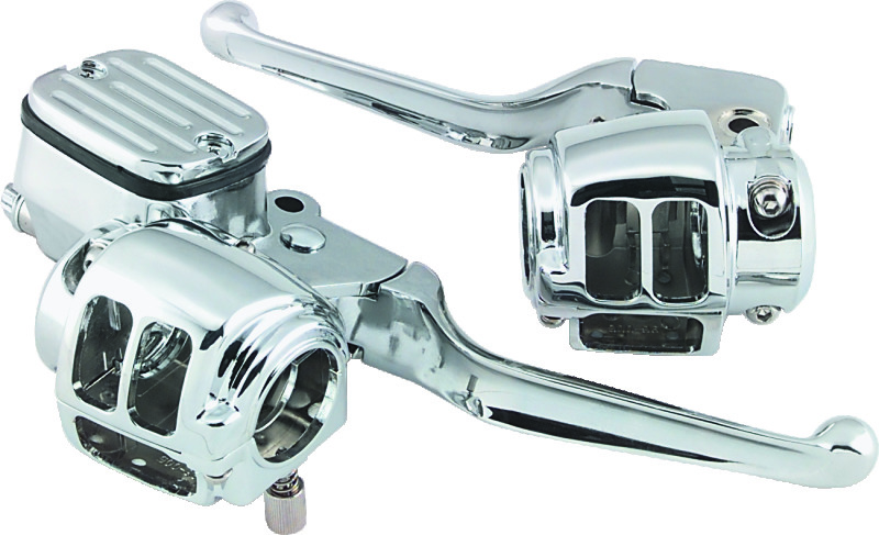 Bikers Choice 96-06 Big Twin 96-03 XL With 11/16 Bore Master Cylinder Chrome Handlebar Control Kit