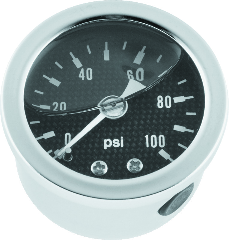 Bikers Choice 0-100 PSI Oil Pressure Gauge Carbon Face Stainless Bezel Liquid Filled Univ Custom