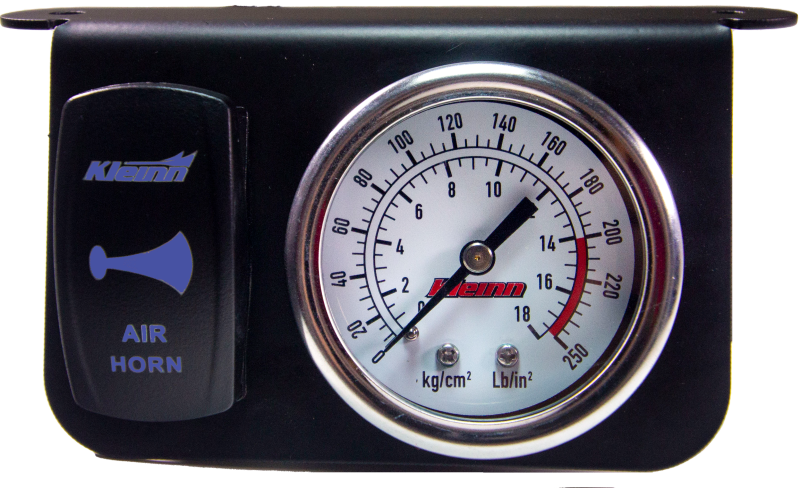 Kleinn Panel mounted 160 PSI gauge w/ an illuminated BLUE Momentary rocker switch