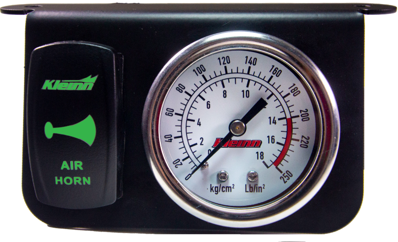 Kleinn Panel Mounted 160 PSI Gauge w/ an Illuminated GREEN Momentary Rocker Switch