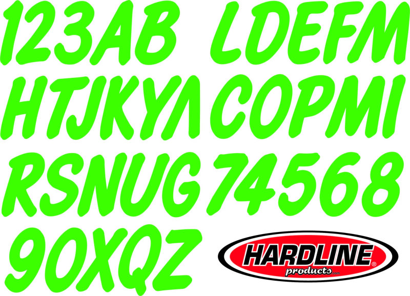 Hardline Boat Lettering Registration Kit 3 in. - 400 Lime Green Solid