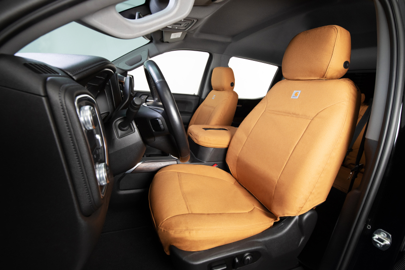 Covercraft 19-21 Chevrolet Silverado/ Carhartt PrecisionFit Custom Front Row Seat Covers - Brown