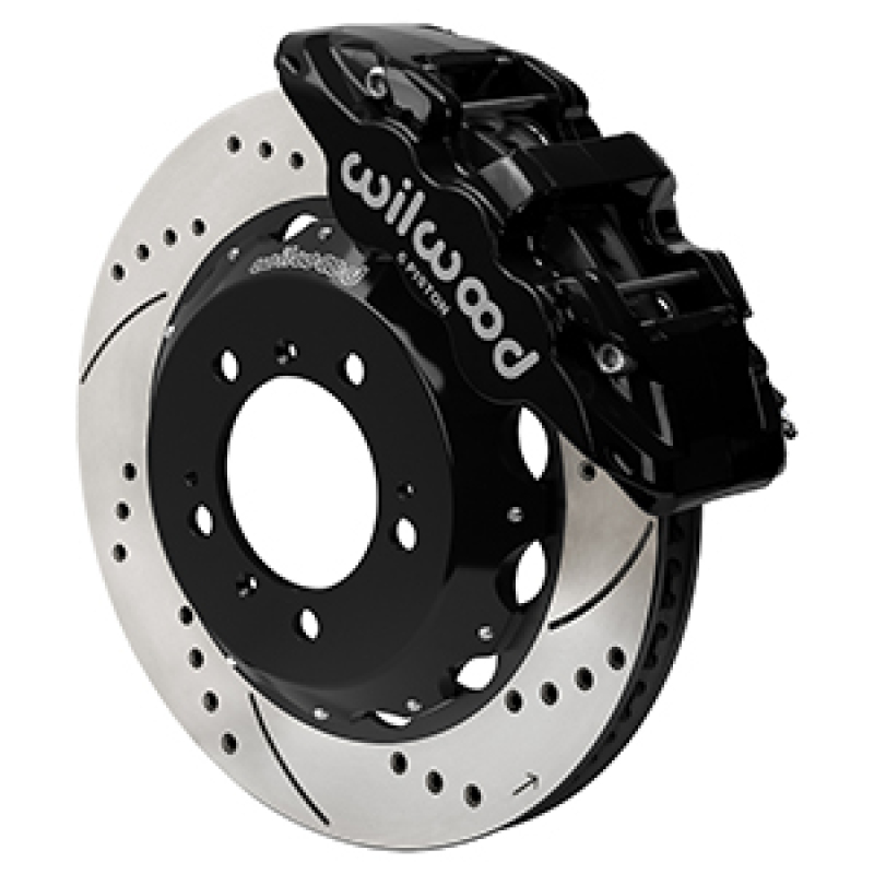 Wilwood 99-12 Porsche 911 (996/997) Aero6 Front Brake Kit Drill/Slot 14.00in Rotor W/Lines - Blk