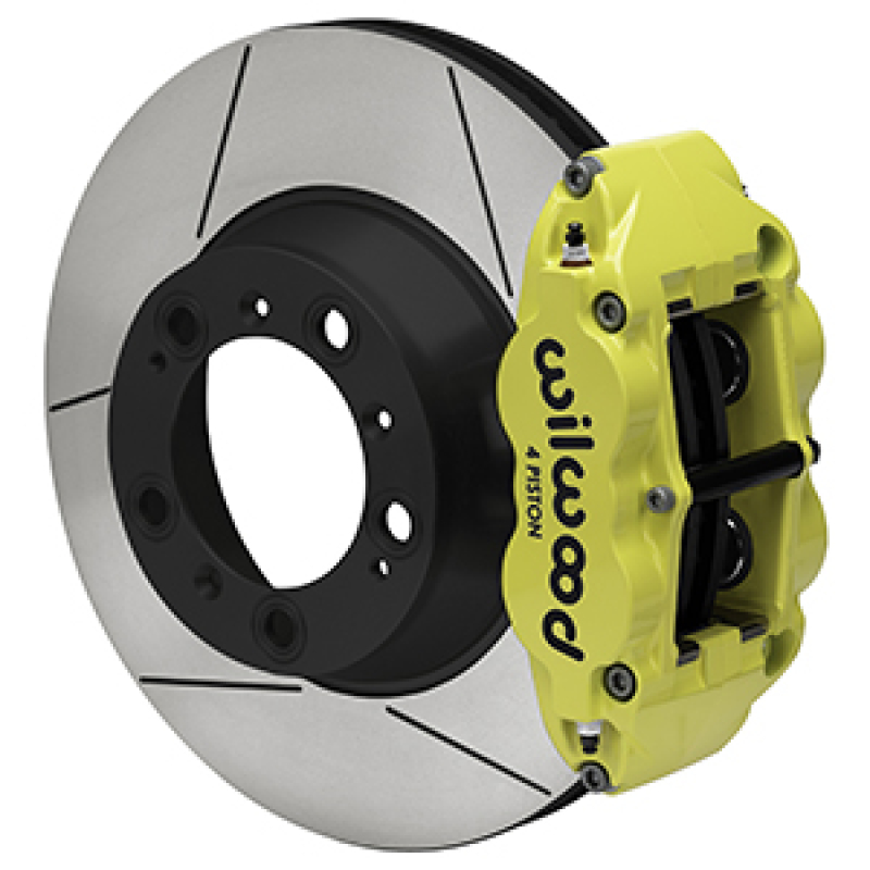 Wilwood 99-12 Porsche 911(996/997) Superlite 4R Rear Brake Kit Slotted 14.00in Rotor W/Lines - Ylw