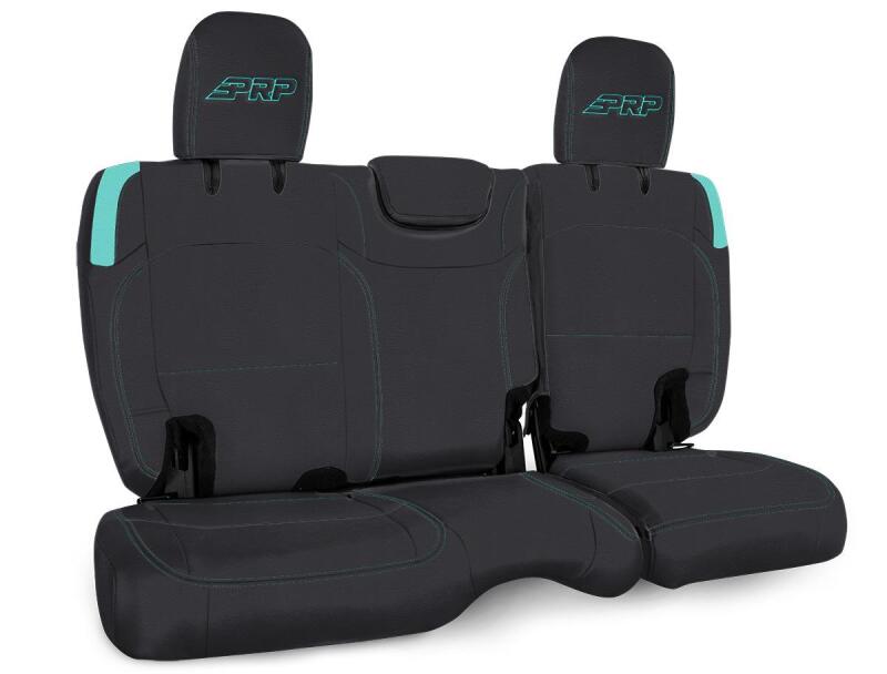 PRP Jeep Wrangler JL Rear Bench Covers - 2 door - Black/Teal