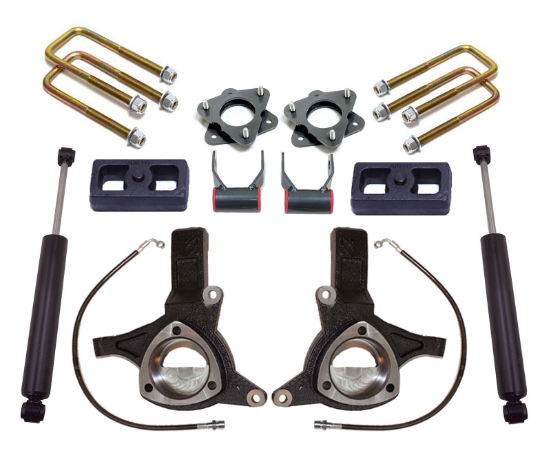 MaxTrac 16-18 GM C1500 2WD w/Stamped Steel. Susp. 7in/4in MaxPro Spindle Lift Kit w/MaxTrac Shocks