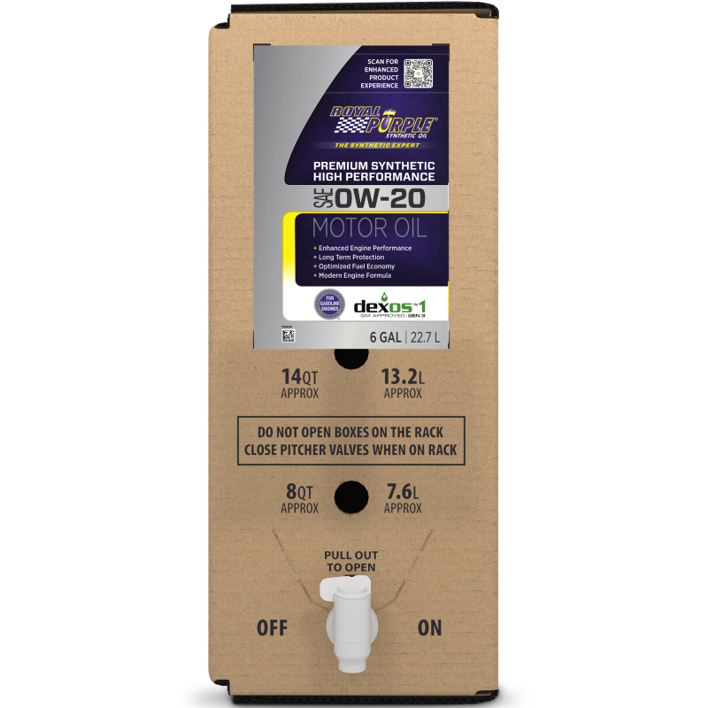 Royal Purple Premium Synthetic High Performance Multi-Grade 0W20 Motor Oil - 6 Gallon Bag-In-Box