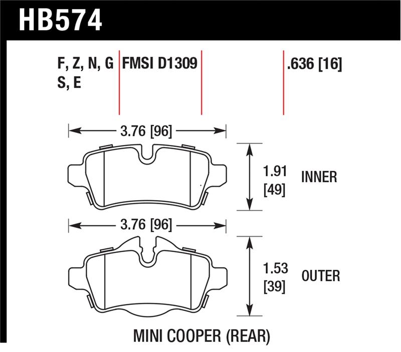 Hawk 07+ Mini Cooper HPS Street Rear Brake Pads