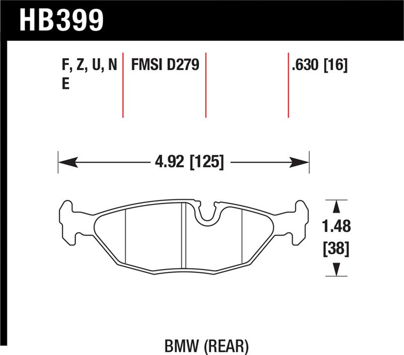 Hawk 84-4/91 BMW 325 (E30)Blue 9012 Rear Race Pads (NOT FOR STREET USE)