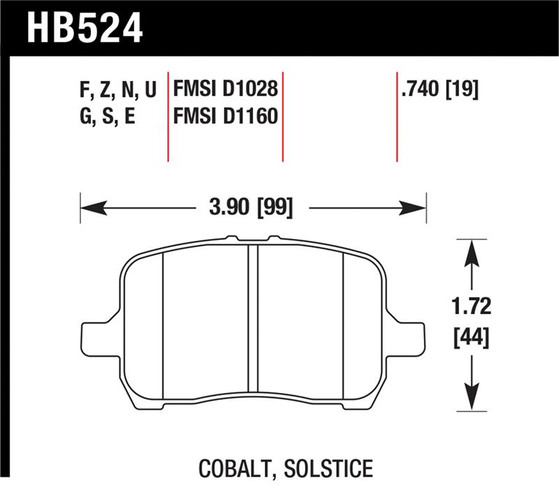 Hawk 05-07 Cobalt SS / 08-09 HHR / 04+ Malibu / 07A+ G5 GT / 06+ G6 / HPS Street Front Brake Pads