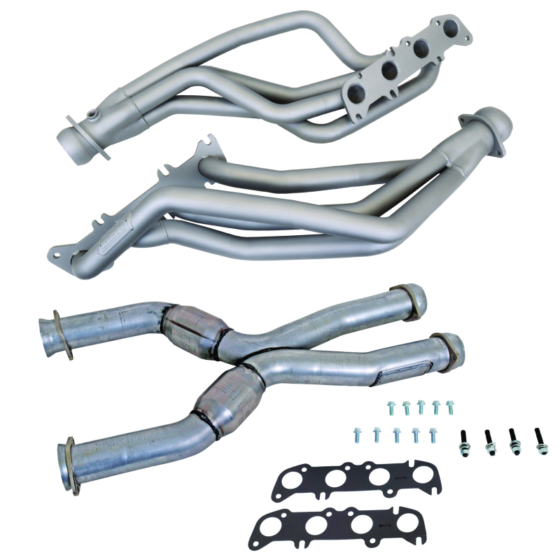 BBK 86-04 Ford Mustang Coyote Swap 1-3/4in Long Tube Headers w/High Flow Catted X-Pipe (Ti Ceramic)