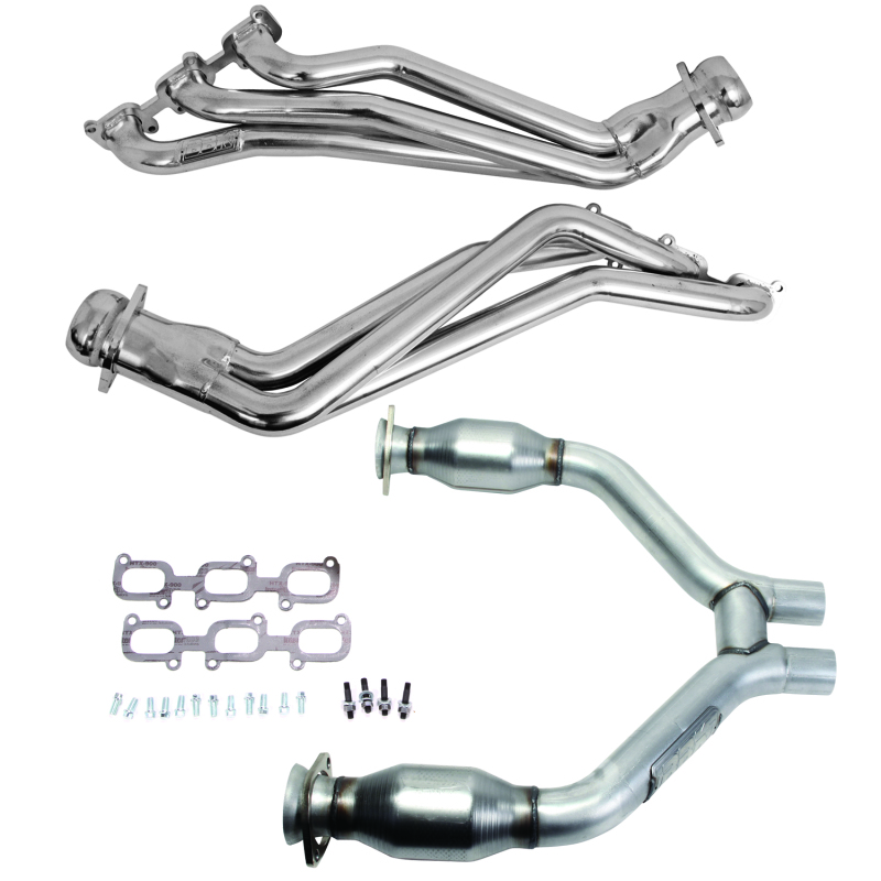 BBK 15-17 Ford Mustang V6 1-3/4 Long Tube Headers w/High Flow Catted H Pipe (Silver Ceramic)