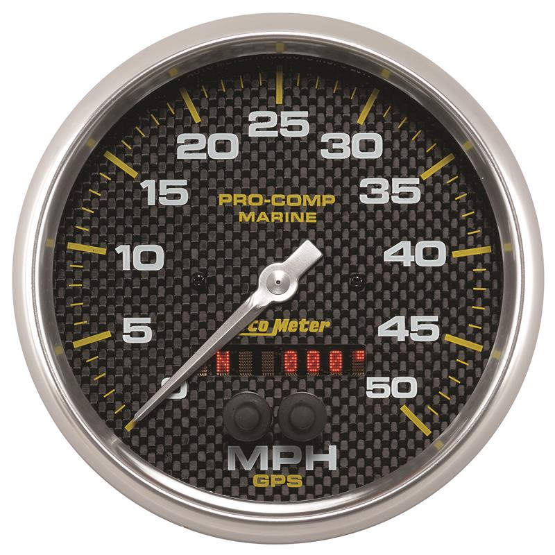 Autometer Speedometer Gauge 5 inch 50MPH GPS Marine Carbon Fiber