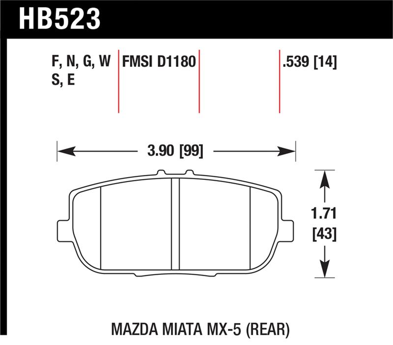 Hawk 06-10 Mazda Miata MX-5 DTC-30 Race Rear Brake Pads