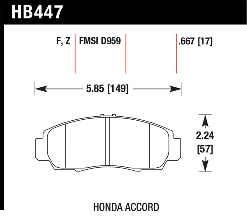 Hawk 03-04 Honda Accord HPS Street Front Brake Pads