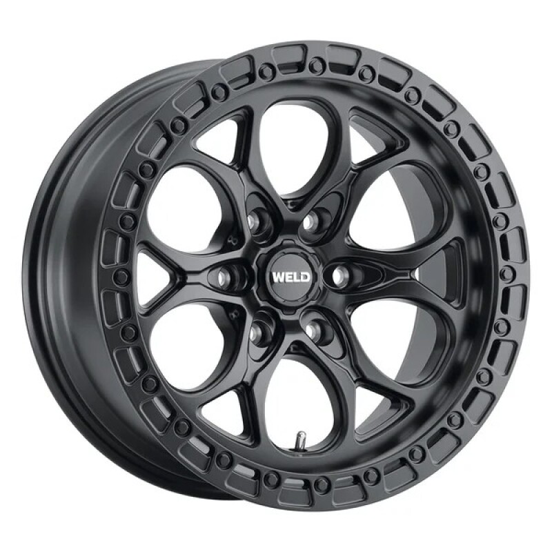 Weld 17x9 Ledge 6 6x135 ET-12 BS 4.50 87.1 Satin Black Wheel / Satin Black Ring