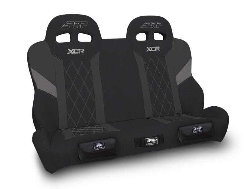 PRP Polaris RZR XCR Quick Release Rear Suspension Bench Seat Diamond Stich - Blk/Gray