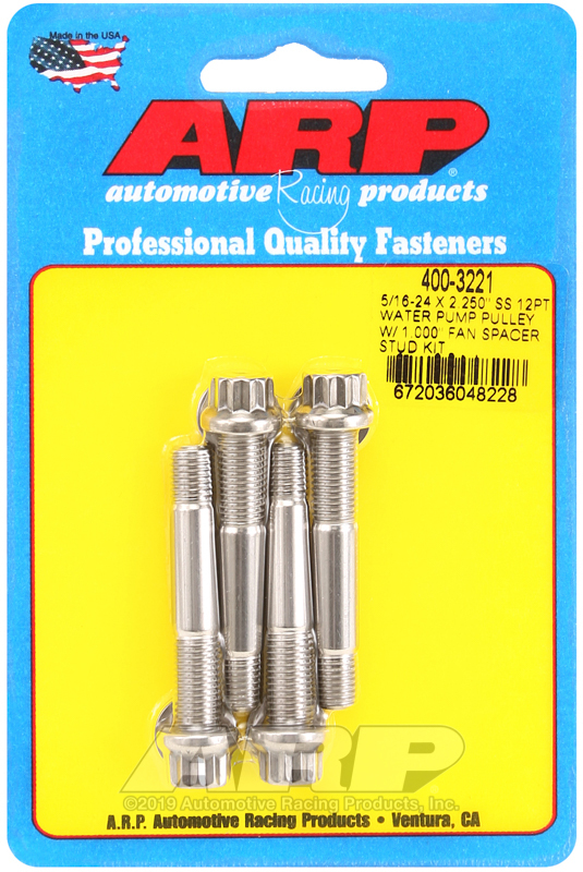 ARP 5/16-24 x 2.250 SS 12pt Water Pump Pulley w/1.000in Fan Spacer Stud Kit