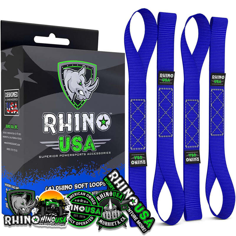Rhino USA Soft Loops Motorcycle Tie-Down Set 4-Pack Blue