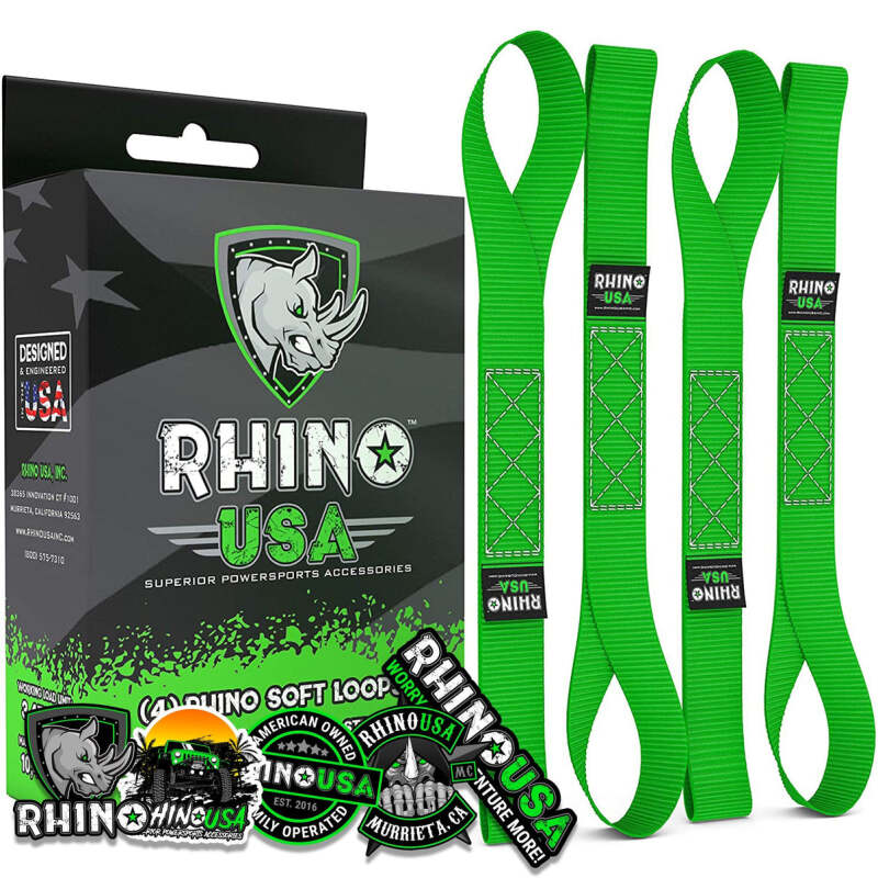 Rhino USA Soft Loops Motorcycle Tie-Down Set 4-Pack Green