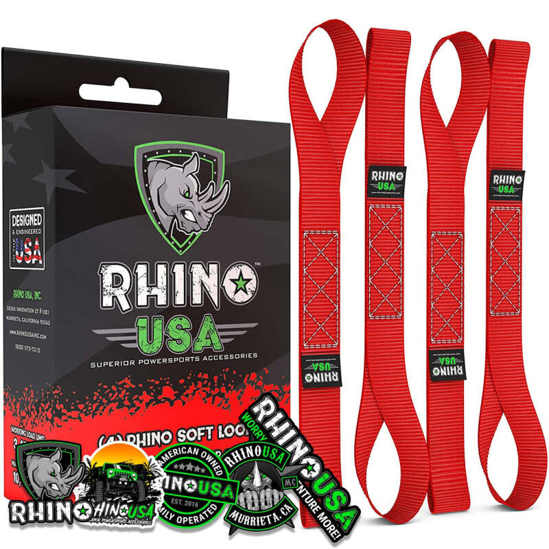 Rhino USA Soft Loops Motorcycle Tie-Down Set 4-Pack Red