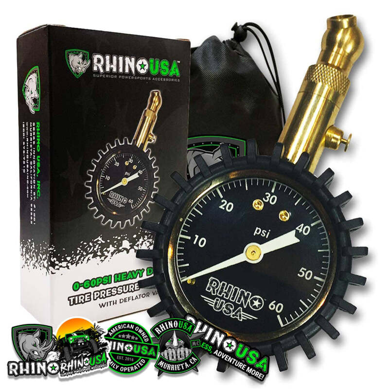 Rhino USA Heavy Duty 60 Psi Tire Pressure Gauge