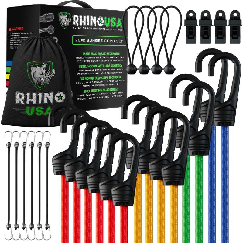 Rhino USA 28Pc Bungee Cord Assortment