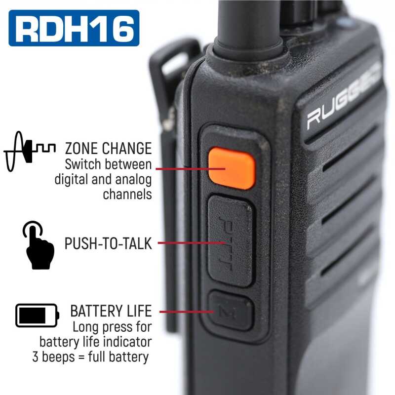 Rugged Radios Rugged RDH16 - Business Band Two Way Handheld Radio - Digital and Analog VHF / Black